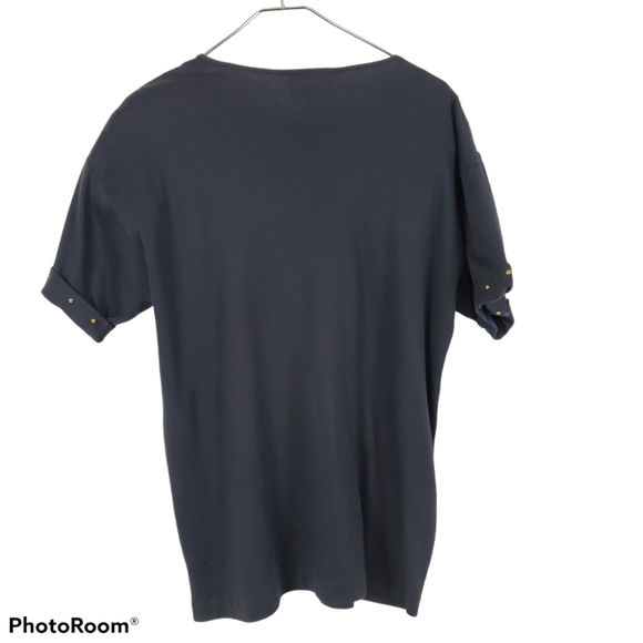 Black Studded Top w/h Faux Leather Accents - Picture 2 of 7